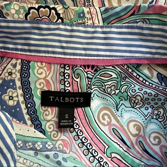 Talbots New w/ Tags Pastel Paisley Long Sleeve Button Front Blouse Cotton Small - Picture 6 of 7